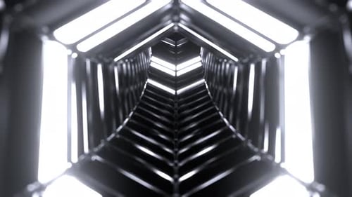 White Flying Through The Neon Sci Fi Infinite Tunnel Background Vj Loop In 4K