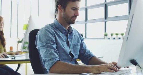 Computer, strategy man or programmer working for cybersecurity, app coding