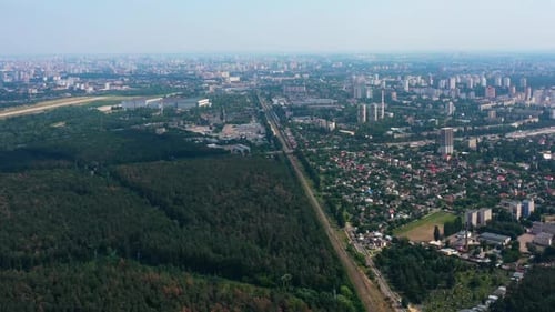 Panoramic Aerial Drone View of Urban Cityscape