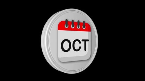 Calendar October 3d Icon Animated Loop