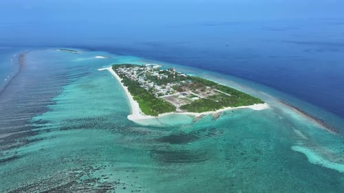 Aerial view of Naavaidhoo island, Maldives.