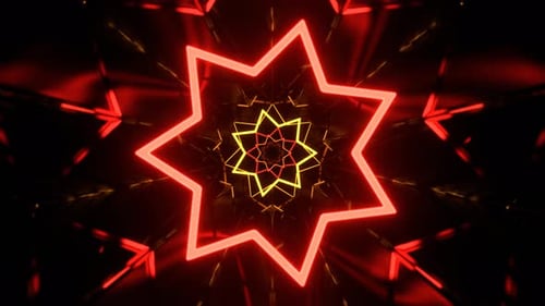 Red And Orange Fantastic Abstract Corridor With Neon Frames Background Vj Loop In 4K