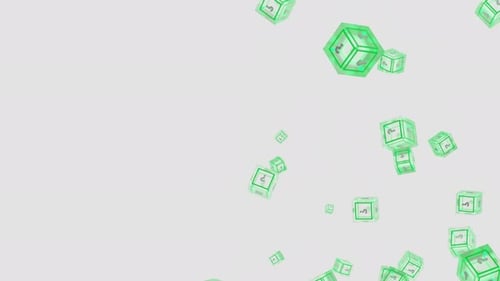 Falling Slow Mystery Question Mark Green Dice Animation Seamless Loop White Background Mystery