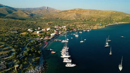 Vue aérienne des bateaux et de la plage, Turquie.