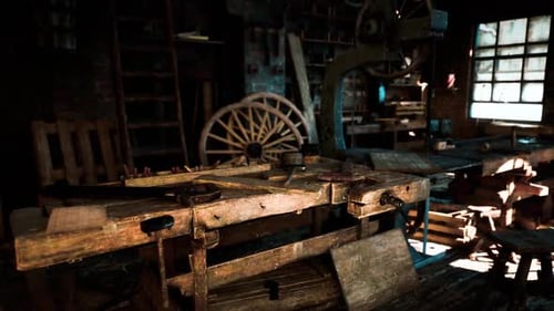 An Old Carpentry Workshop Filled with Vintage Tools and Rustic Charm