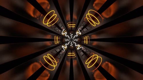 Orange And White Neon Spirals Tunnel Background Vj Loop In 4K