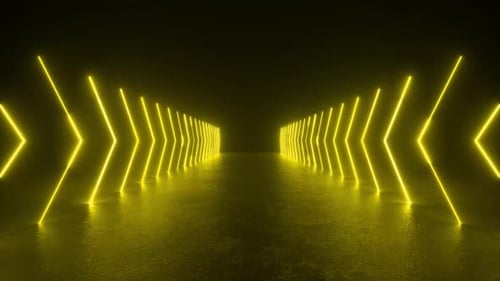 Illuminated Yellow Light Tunnel