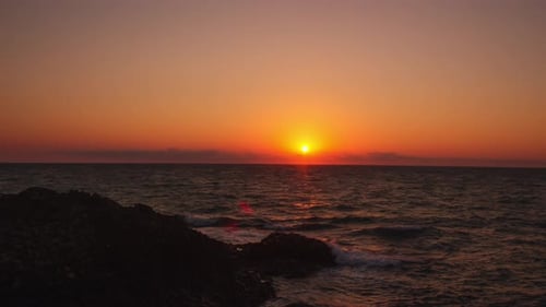 Sunset Over Ocean Time-Lapse at Golden Hour