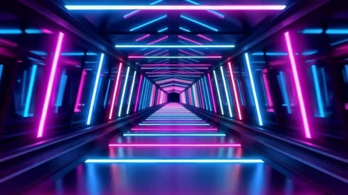 Futuristic Neon Corridor Cyberpunk SciFi Tunnel