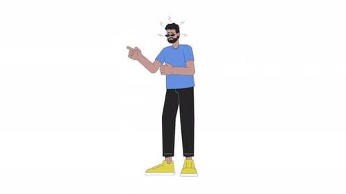 Animated Angry Man Pointing in Flat Design Style