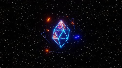 Hellblaue und goldene Space Power Stone Sci-Fi-Hintergrund-Loop-Animation in 1080HD