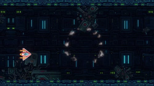 Retro Pixel Art Spaceship Shooter Game Animation