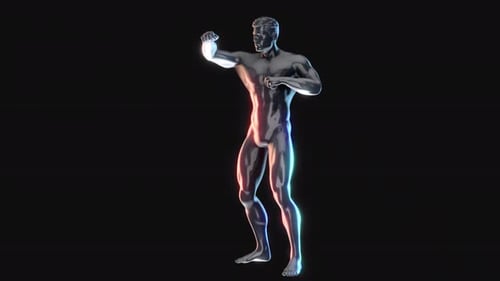 Futuristic 3D Male Figure Boxing Animation