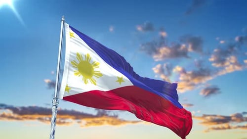 Philippines National Flag Waving in Realistic 3D Loop