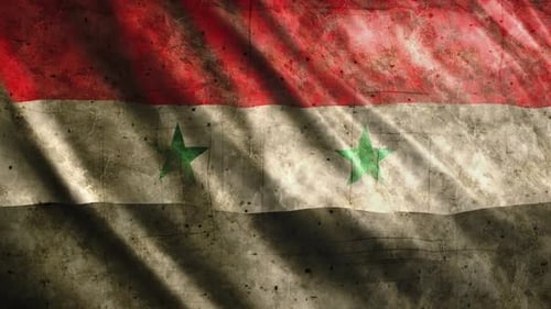 Grunge Syrian Flag Waving Motion Background Seamless Loop