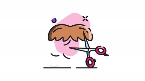 Animated Scissors Trimming Mustache Flat Design Icon