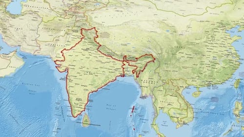 Carte de l'Inde avec un contour de frontière de pays 2K