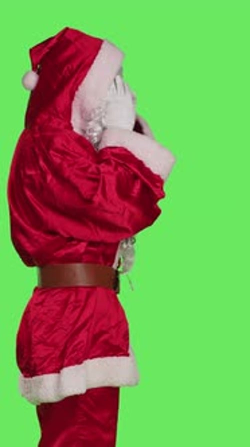 Vertical Video Profile of Father Christmas with Painful Headache