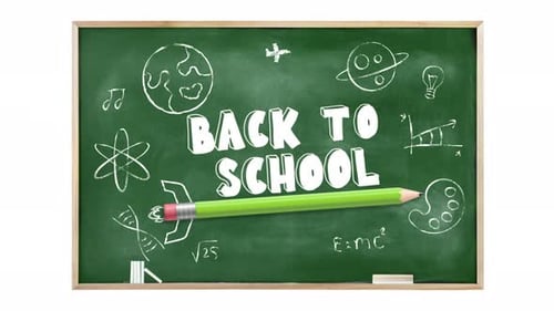 Back to School Chalkboard Design with Educational Doodles 4K