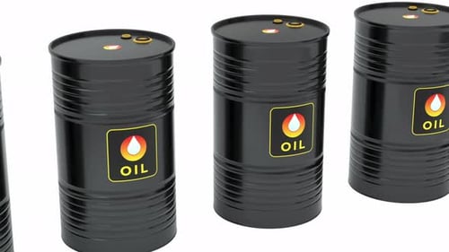 Standard Oil Barrels Diagonal Angle White Background