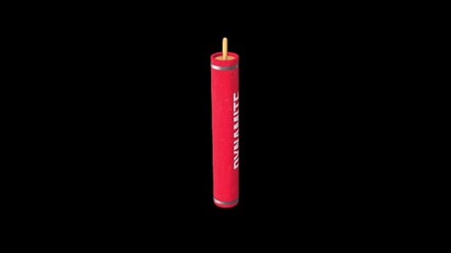 Realistischer roter Feuerwerkskörper mit gelber Zündschnur