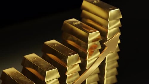 Animated Gold Bars Charting Upward Financial Growth