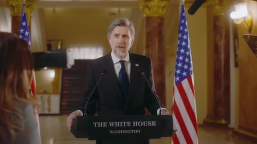 Minister or Congressman Answers Journalists Questions in the White House