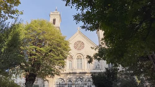 prayer, candle, cross in historical church