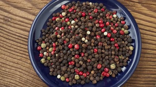 Close-Up Multi-Colored Peppercorns on Plate