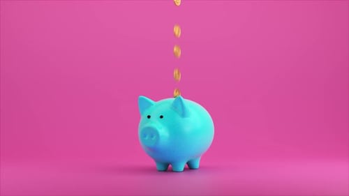 Piggy Bank Overflowing with Coins