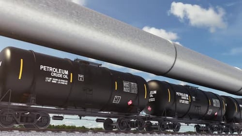 Fuel and Energy Supply Via Gas Pipelines and Railroad with Freight Train Loop