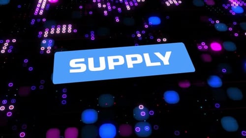 Typografie von Supply Waving auf futuristischem Hintergrund der digitalen Technologie
