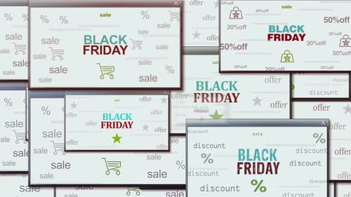 Black Friday sale symbol pop up windows seamless loop