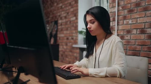 Junior Data Scientist Woman Working with Computer in Office Financial Analyst and Accountant