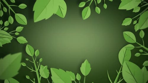 Grüner, belaubter Rahmenanimationshintergrund mit zentralem dunkelgrünem Vignettenraum