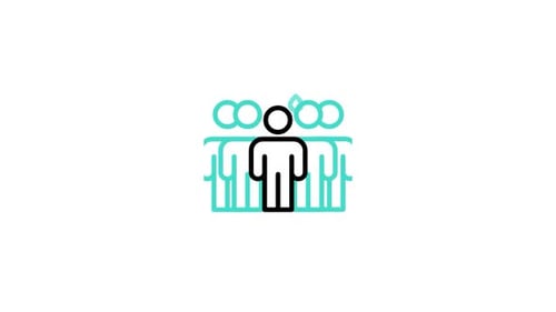 Flat Design Icon Animation of a Single Person Growing to a Team