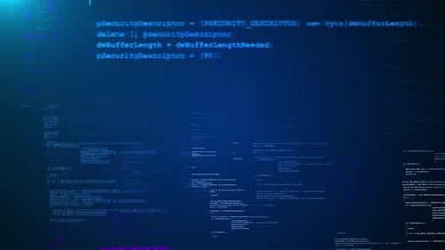 Abstract Computer Code Running in Virtual Space Animation Programming Code Hacking Openings