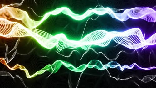 Abstract waves background. Seamless loop animation of glowing waving lines