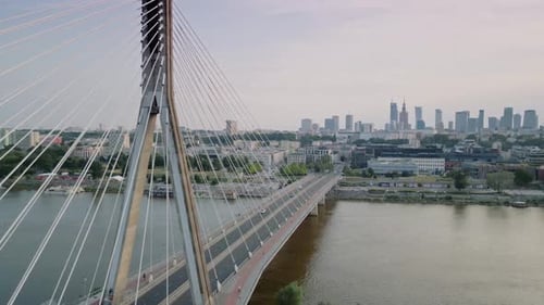 Establishing Aerial Panoramic View of Warsaw City