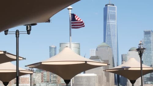 New York City Manhattan Downtown Financial District Skyline New Jersey Exchange Place United States