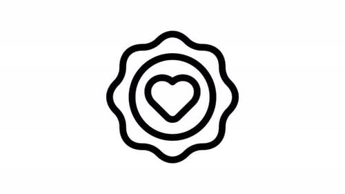 Animated Minimalist Love Heart Line Icon Badge