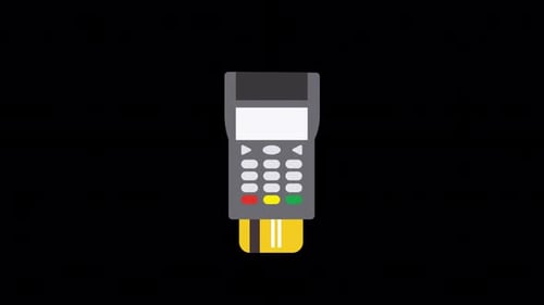 Animated Flat Design Payment Terminal Transaction