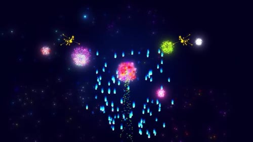 Vibrant Fireworks Bursting Celebratory Light Animation