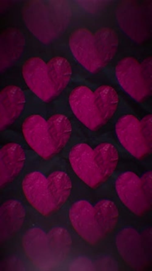 Textured Magenta Hearts Pattern Reveal Animation