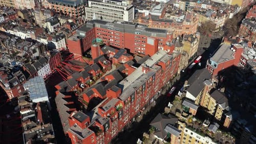 High Angle Establishing Shot of Residential Buildings in London Showing Traditional Architecture