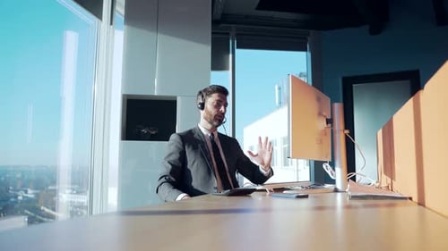 Business Man Working in Modern Office Space