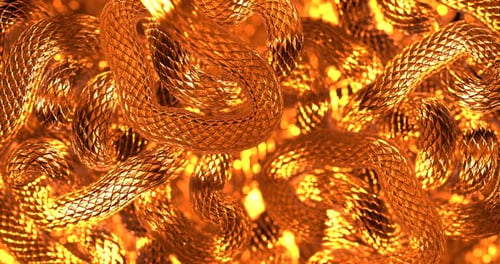 Glass Glowing Gold Color Snake Scales Animation Looped 3d Animation