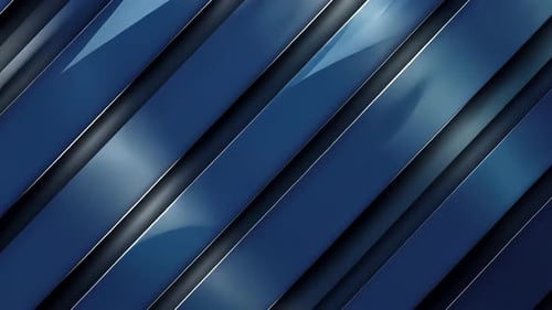Abstract background of diagonal blue and dark gray stripes with a glossy, metallic finish