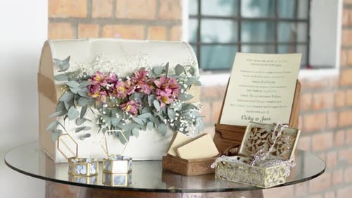 Wedding Decorations with Flowers and Jewelry Boxes