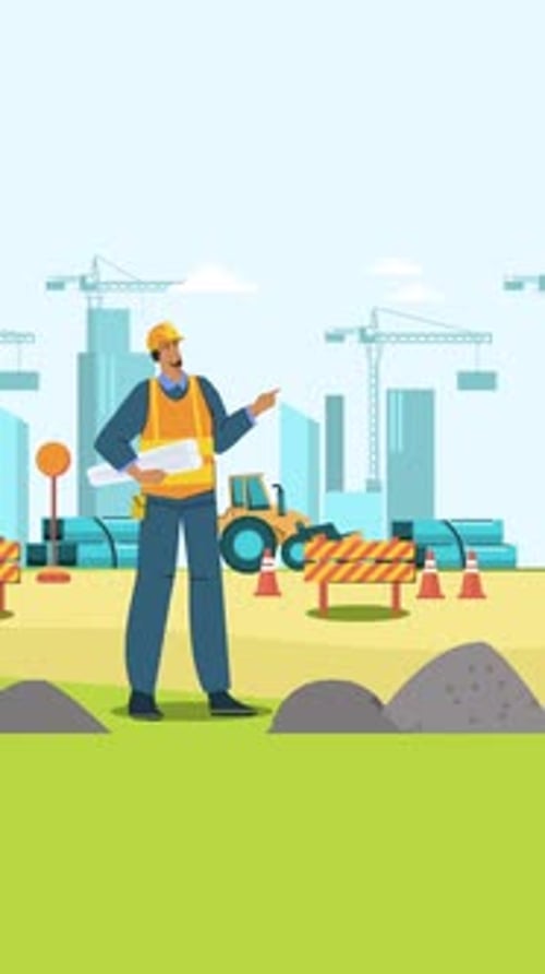 Engineers Working On Construction On Vertical